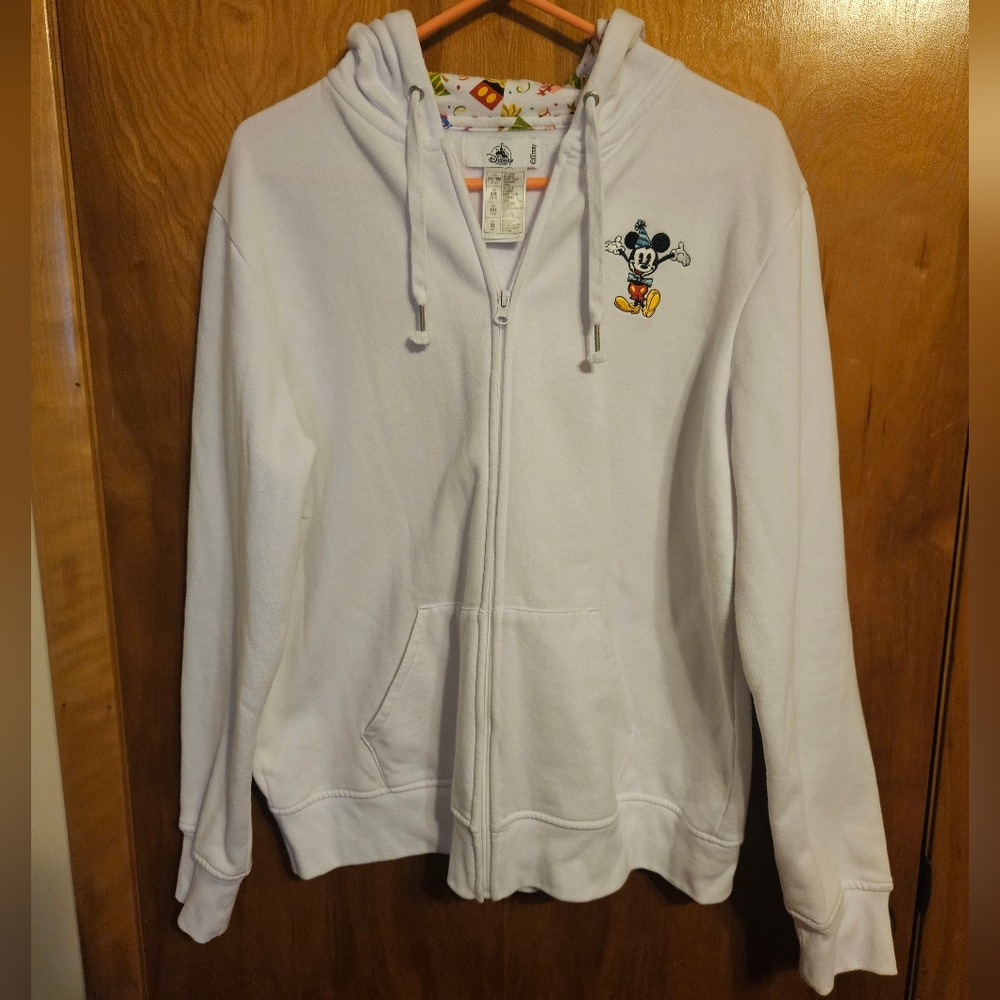 Vintage 90s Disney Parks Let's Celebrate Hoodie Sweatshirt Women's XL Full Zip - Picture 2 of 3